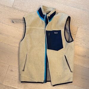Patagonia Tan and Navy Vintage Fleece Vest